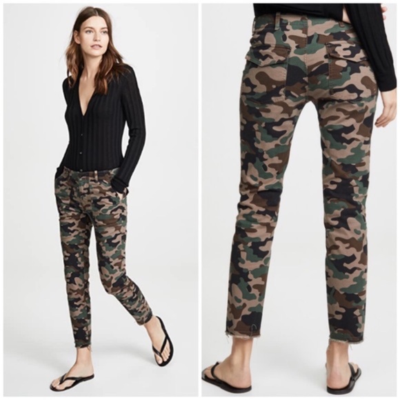 NILI LOTAN Jenna Cropped Pants Camo Green 0